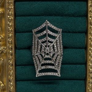 925 Sterling Silver Giant Spider Web Ring